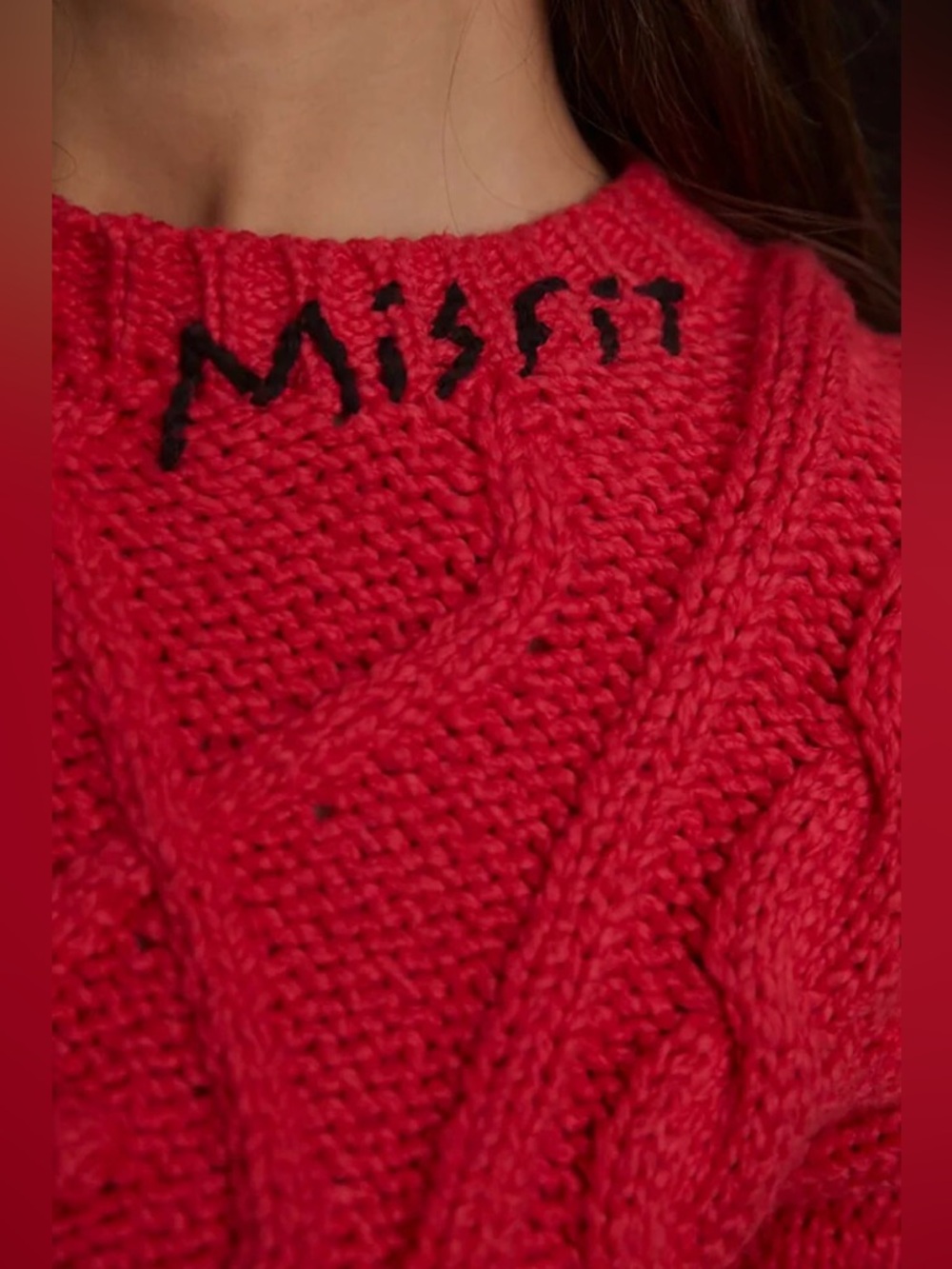 MOTHER • the jumper cable knit sweater - misfit - small red - Picture 3 of 12